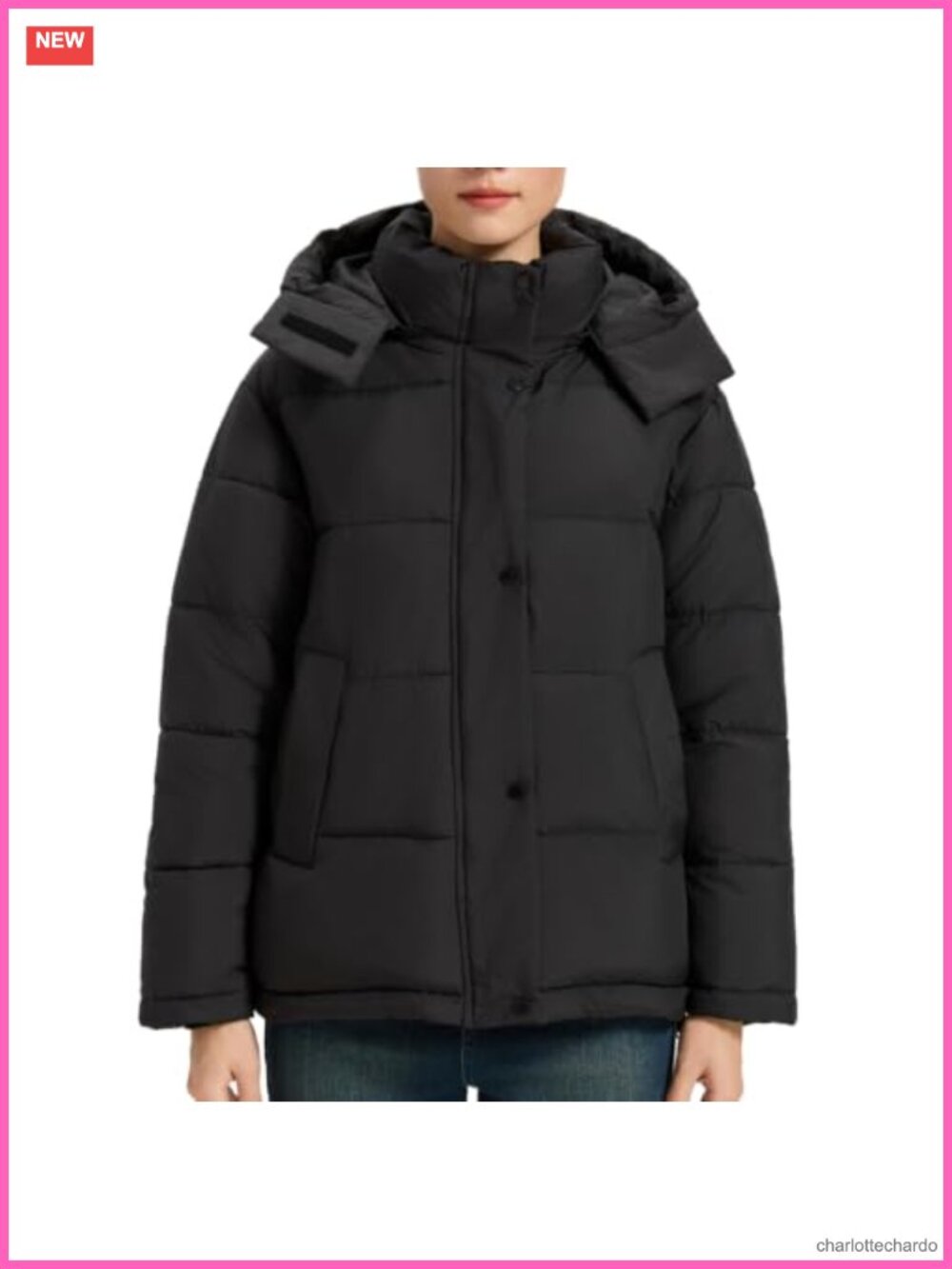Women's Cropped Puffer Jacket Removable Hood Winter Coat